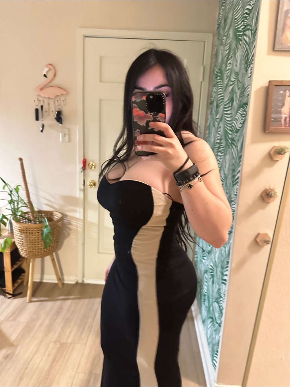 Windsor Black and Cream Strapless Maxi Hourglass Gown - Picture 6 of 12